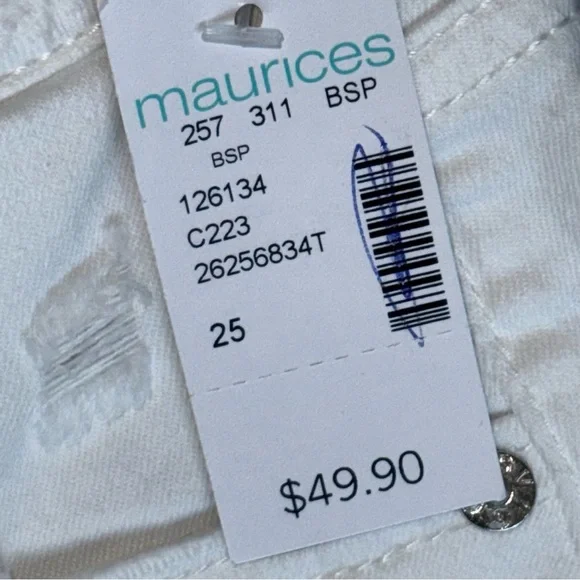 NEW Vigoss Distressed White Ace High‎ Rise Bermuda Shorts size 25 - Picture 4 of 9